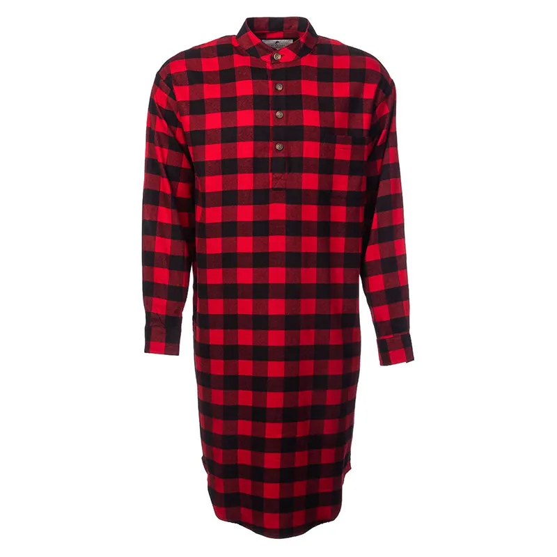 A60198 Men's Irish Grandfather Nightshirt - Red/Black Check Studio Gaelsong
