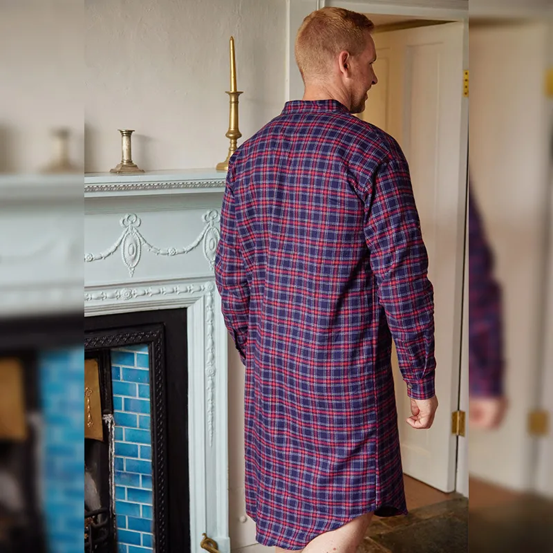 A60200 Men's Irish Grandfather Nightshirt - Navy Overcheck Back Side Gaelsong