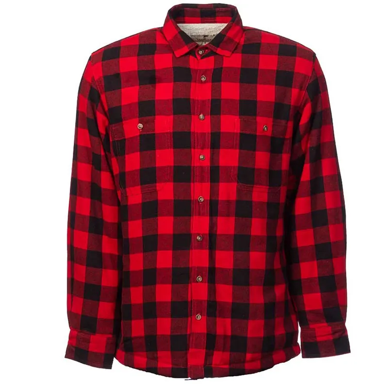 A60210 Mens Fleece Lined Flannel Shirt Color Red Black Check Shop online On Gaelsong