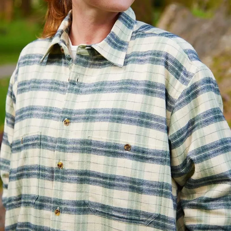 A60212 Womens Fleece Lined Flannel Shirt Green Navy Check Collar View Gaelsong