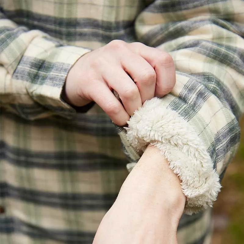 A60212 Womens Fleece Lined Flannel Shirt Green Navy Check Sleeve Design Gaelsong