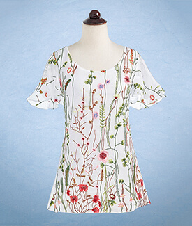 Embroidered Flowers Top