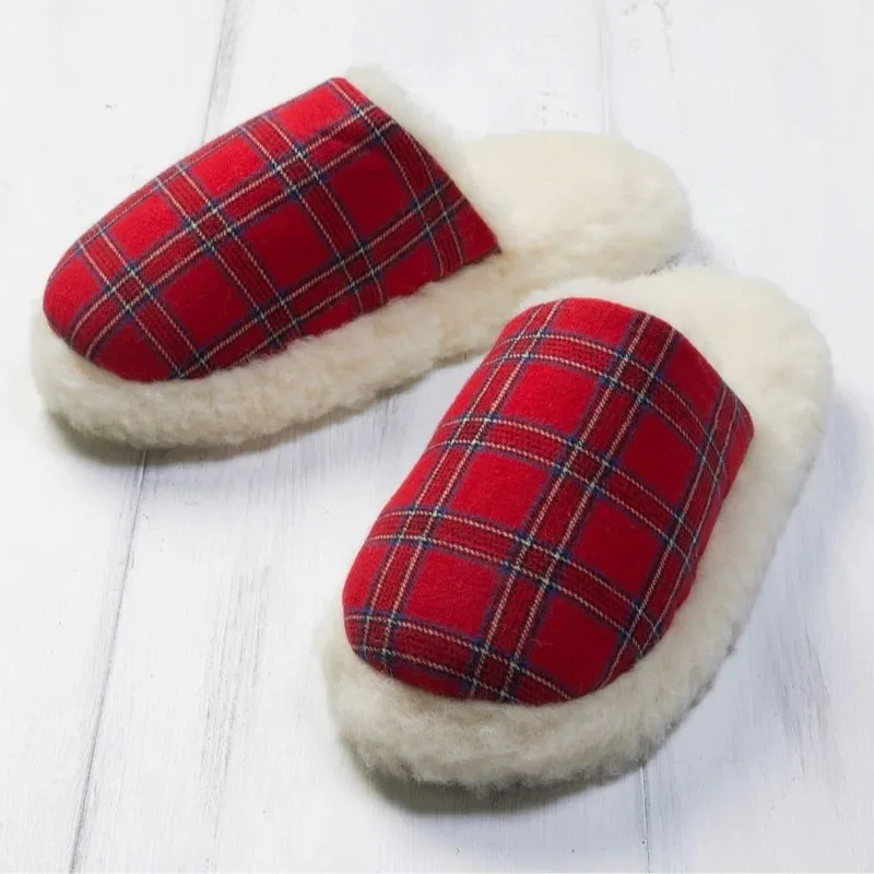 A80005 Royal Stewart Tartan Wool House Slippers Gaelsong