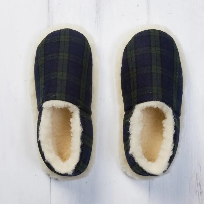 A80008 Woolen Blackwatch Tartan Slippers Studio Gaelsong