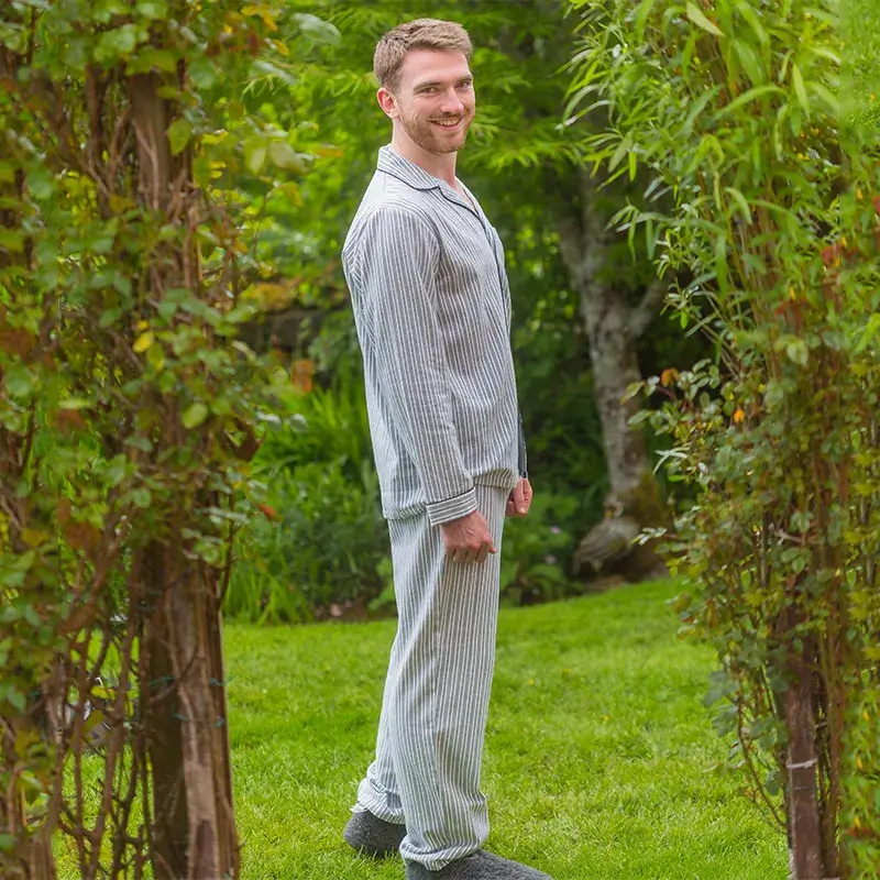 A90010 Genuine Irish Cotton Flannel Pajama Set Lifestyle Side View Gaelsong