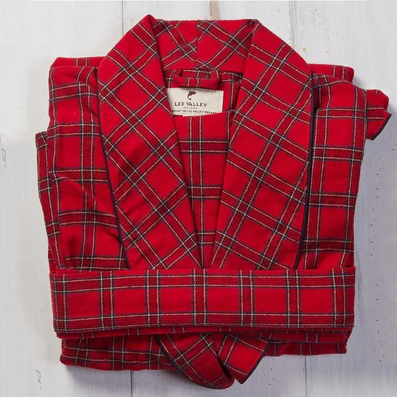 A90028 Women's Irish Cotton Flannel Robe-  Royal Stewart Tartan Design Studio Folded View Gaelsong
