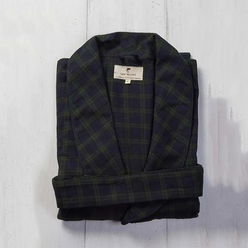A90029 Women's Irish Cotton Flannel Nightrobe- Blackwatch Tartan Design Studio Gaelsong