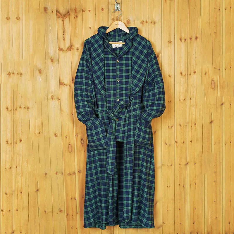 A90029 Women's Irish Cotton Flannel Nightrobe- Blackwatch Tartan Design Studio Unfolded Gaelsong