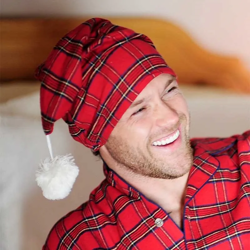 A90035 Cotton Flannel Nightcap Red Royal Stewart Tartan Gaelsong 