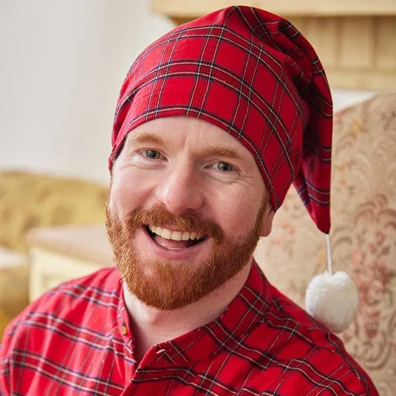 A90035 Cotton Flannel Nightcap Red Royal Stewart Tartan Lifestyle Gaelsong 