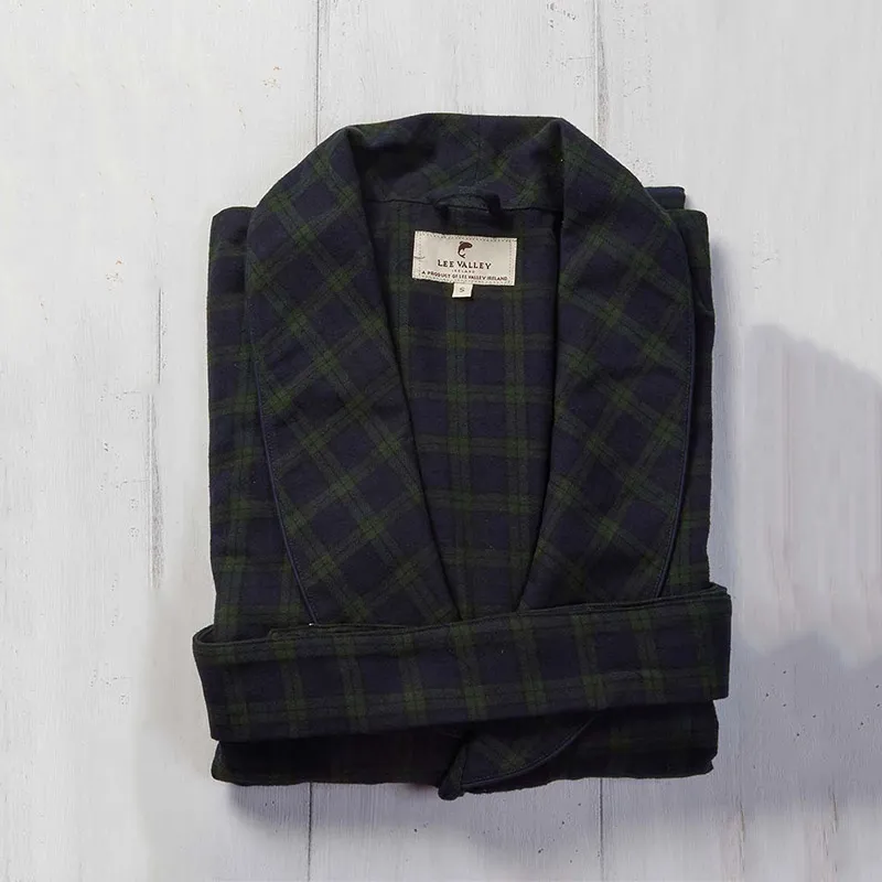 A90036 Men's Flannel Nightrobe in Blackwatch Tartan Studio Unfolded Gaelsong