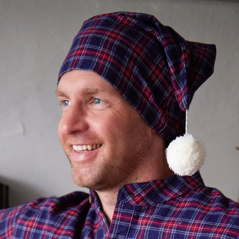 Men s Navy Tartan Nightcap Hat Gaelsong