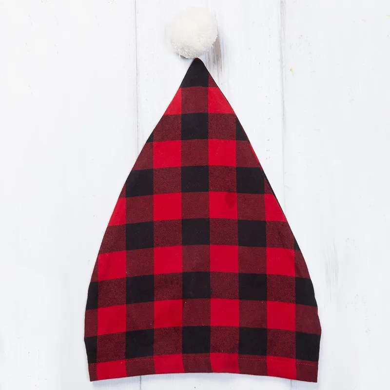 A90043 Cotton Nightcap Sleeping Hat - Black/Red Check Gaelsong