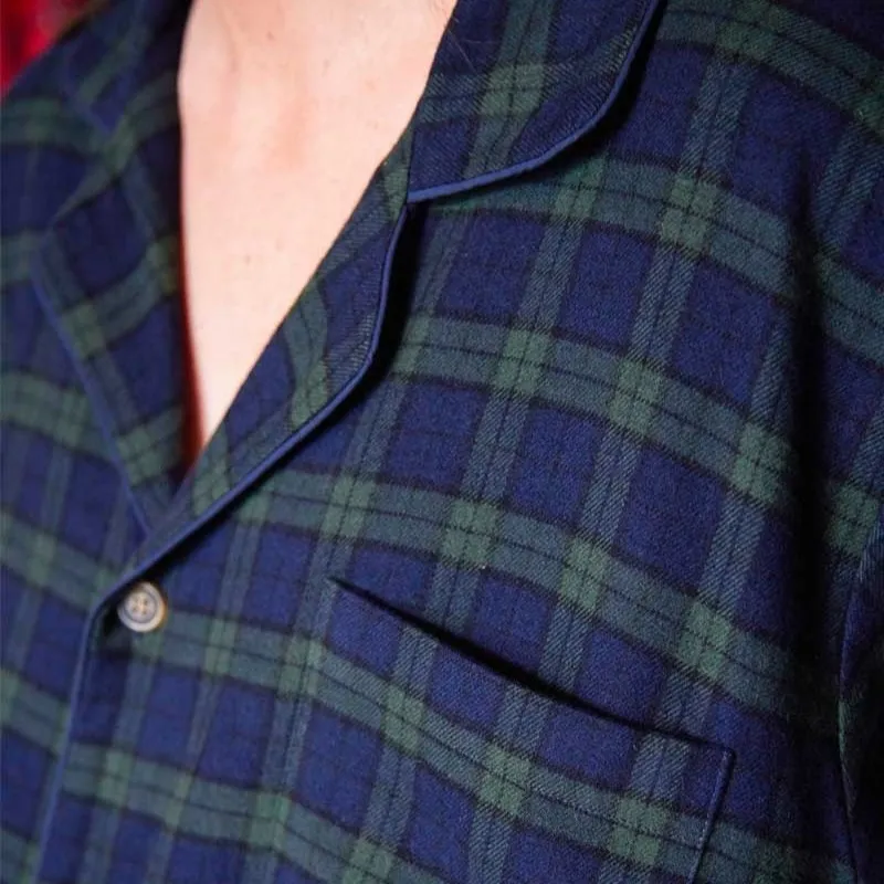 A90051 Supersoft Women's Cotton Pyjama Set in Blackwatch Closeup View Pattern Gaelsong