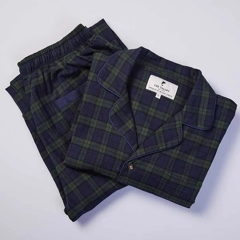 A90051 Supersoft Women's Cotton Pyjama Set in Blackwatch Studio Folded View Gaelsong