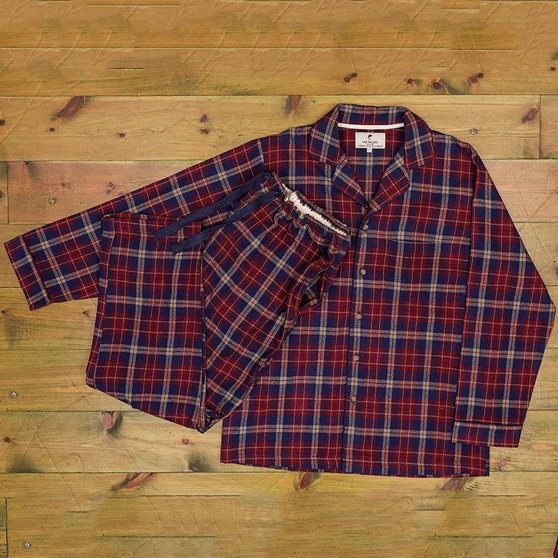 A90060 Flannel Men's Plaid Pajamas - Maroon/Navy Studio Gaelsong