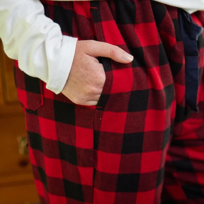 A90069 Women's Cotton Tartan Lounge Pants - Red/Black Check Front Pocket Gaelsong