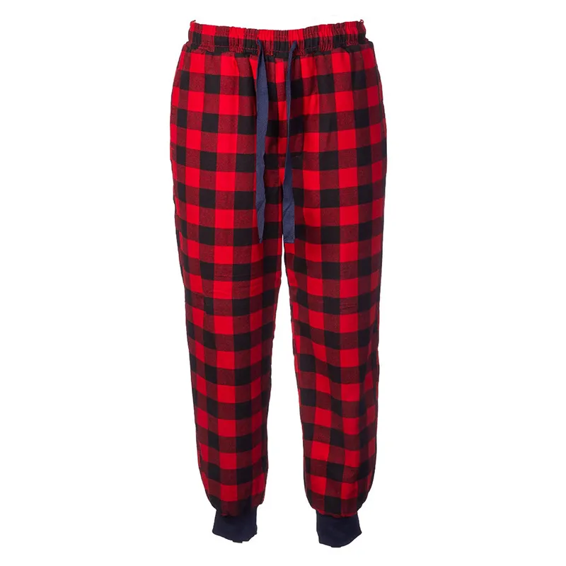A90069 Women's Cotton Tartan Lounge Pants - Red/Black Check Studio Gaelsong