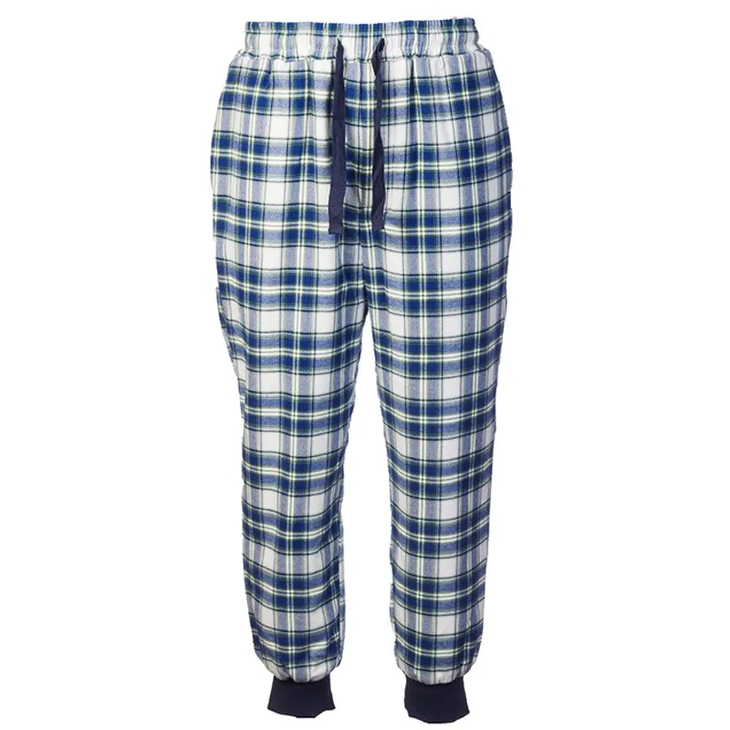 A90072 Fleece Men's Tartan Pajama Pants - Blue Check Studio Gaelsong