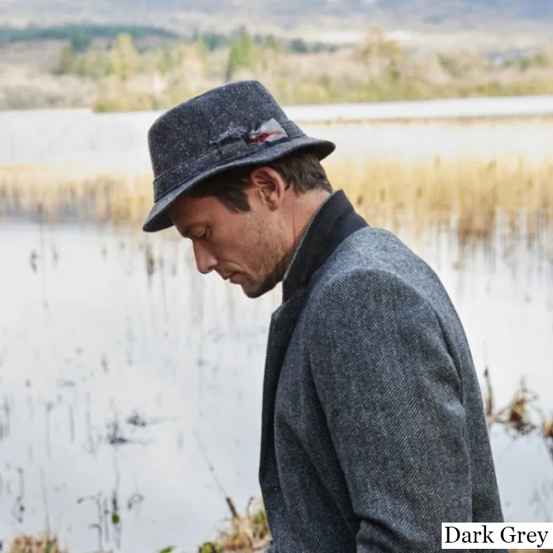 B10030 DARK GREY Colour Walking Hat with Feather Side View Lifestyle Gaelsong