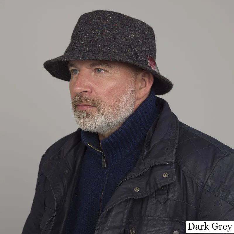 B10030 DARK GREY Colour Walking Hat with Feather Gaelsong