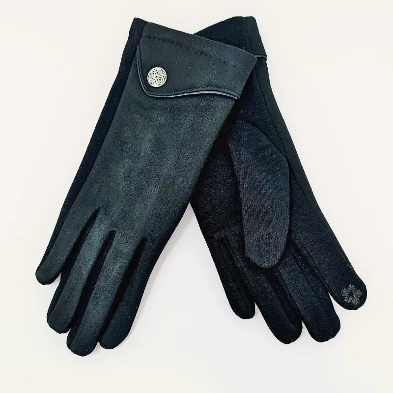 B10119 BLACK Celtic Button Gloves Gaelsong