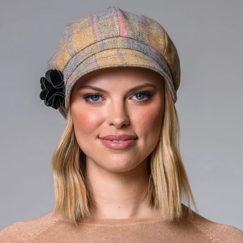 B10134 ORANGE PINK Colour Autumn Countryside Plaid Cap Gaelsong