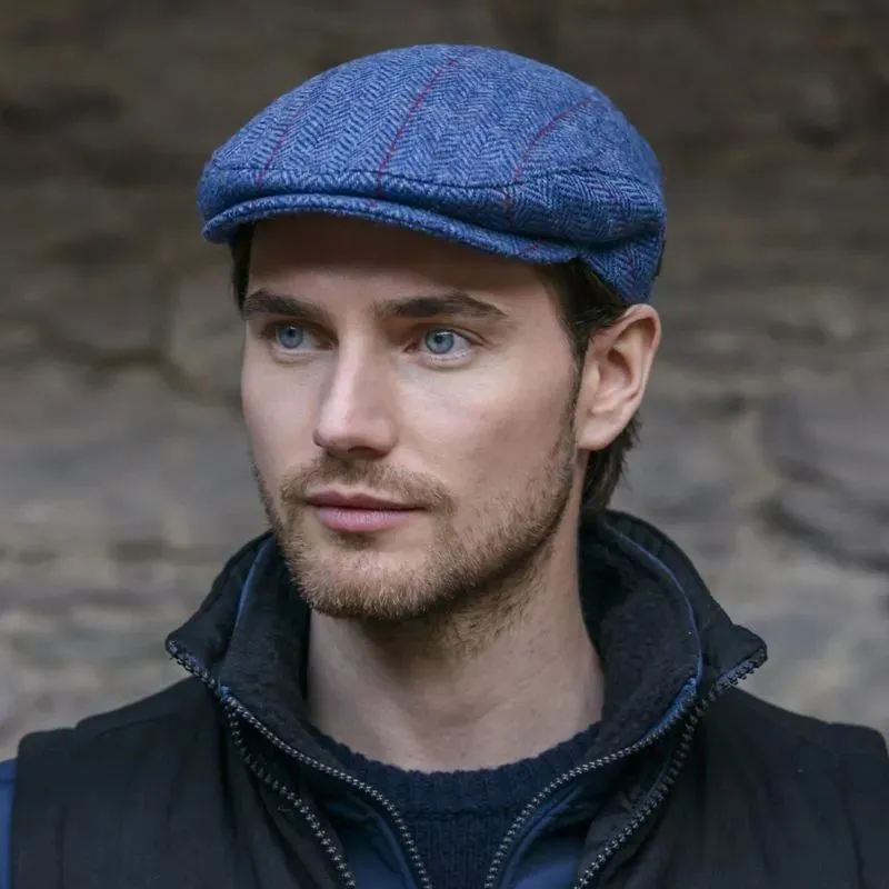 B10143 Men's Wool Gatsby Irish Flat Cap Navy Gaelsong
