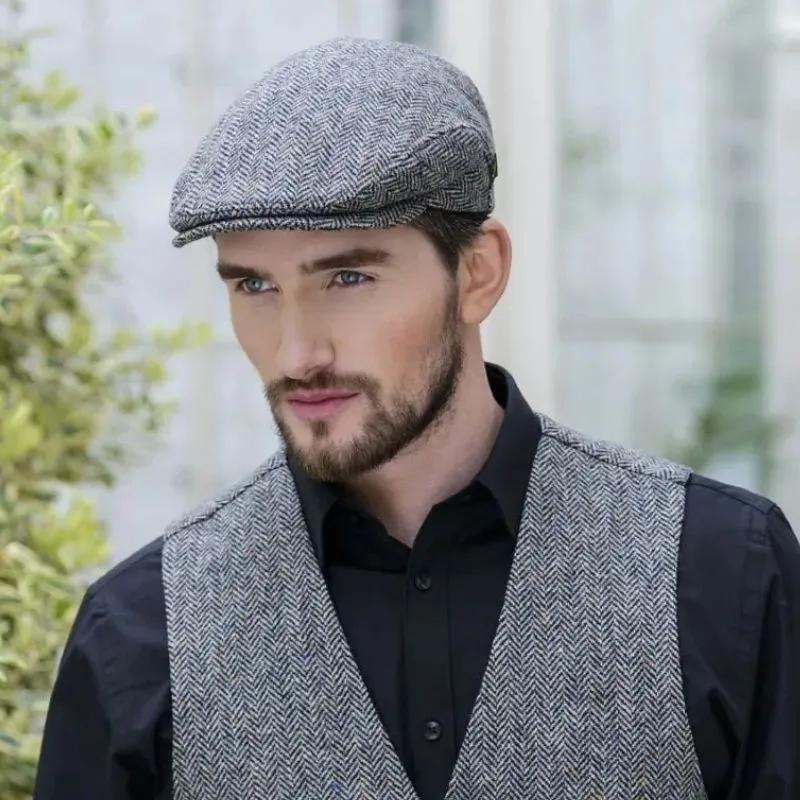 B10143 Men's Wool Gatsby Irish Flat Cap Grey Gaelsong