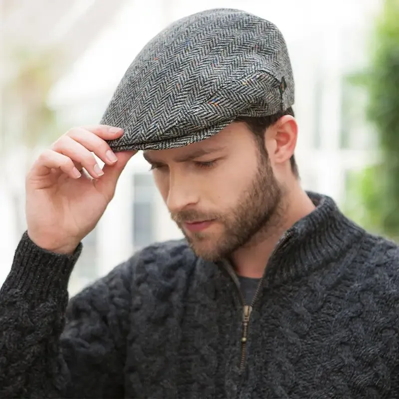 B10143 Men's Wool Gatsby Irish Flat Cap Grey Gaelsong