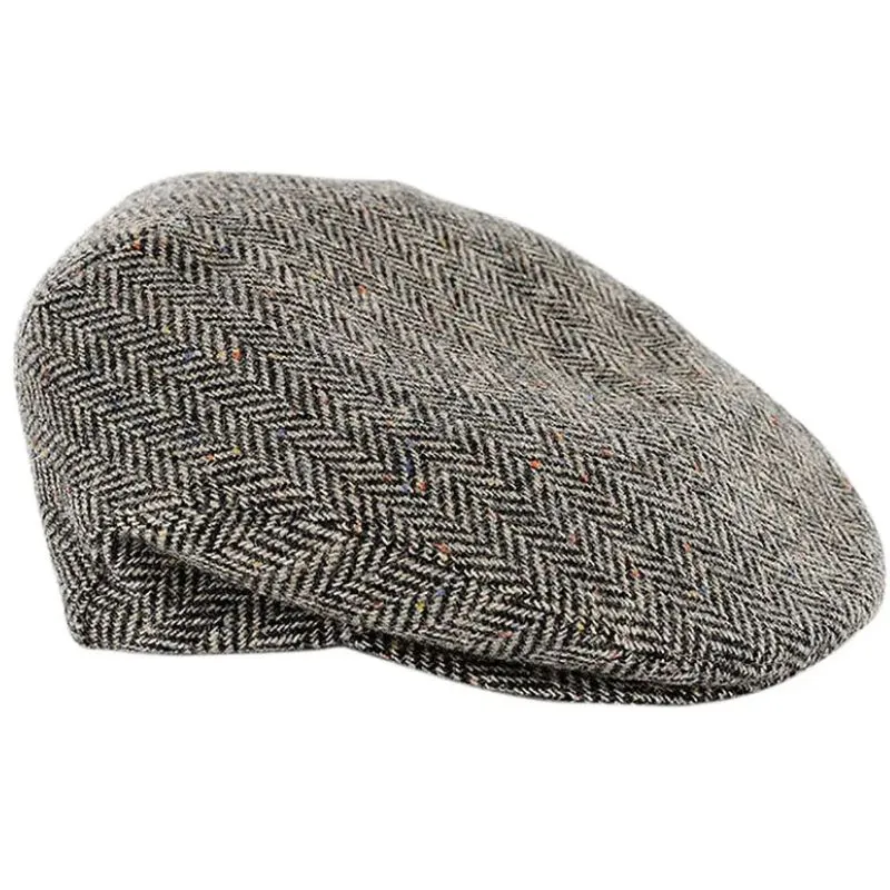 B10143 Men's Wool Gatsby Irish Flat Cap Grey Side  Gaelsong