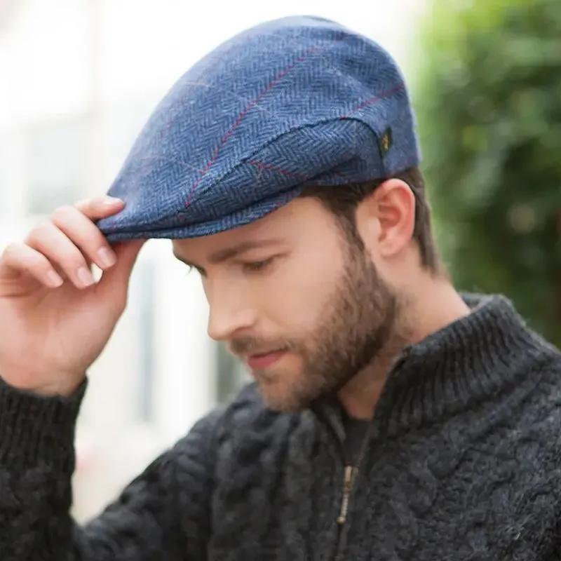 B10143 Men's Wool Gatsby Irish Flat Cap Navy Gaelsong
