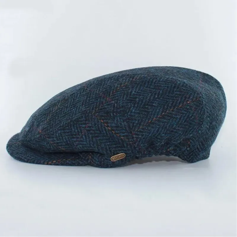  B10147 Gents Herringbone Irish Tweed Kerry Cap Blue SIDE Gaelsong