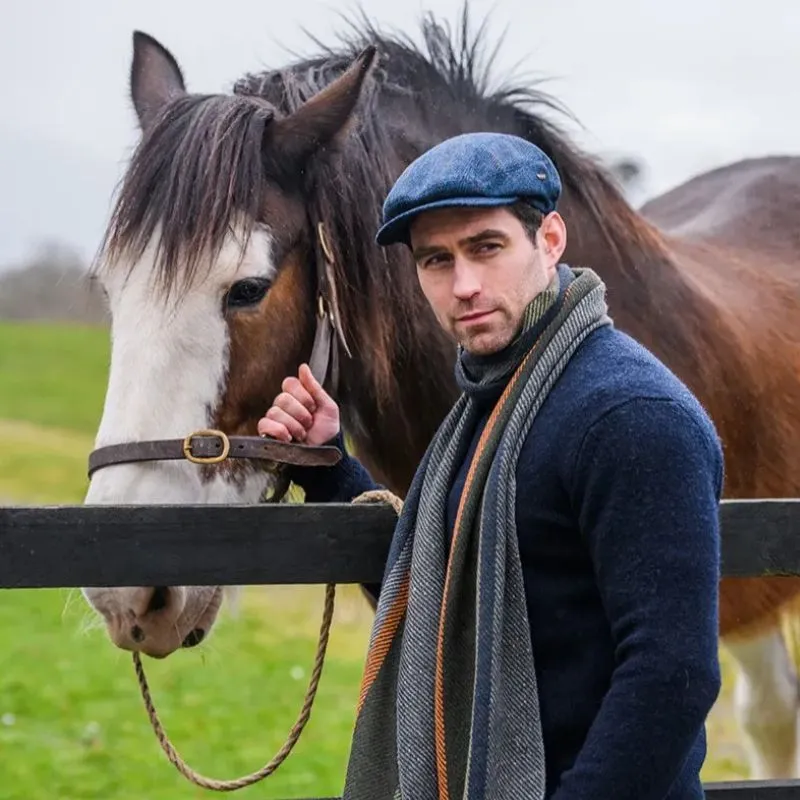  B10147 Gents Herringbone Irish Tweed Kerry Cap Blue Gaelsong