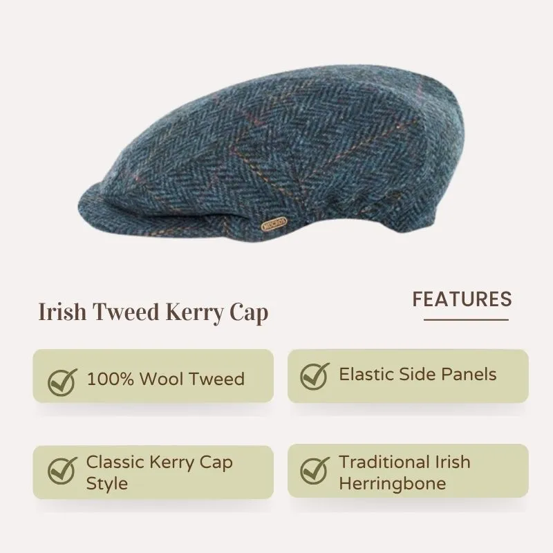 Gents Herringbone Irish Tweed Kerry Cap