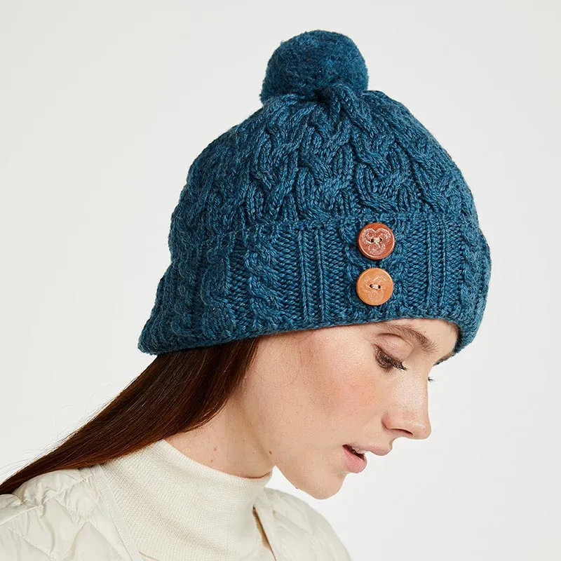 B10163 TEAL Colour Supersoft Aran Merino Wool Hat  Gaelsong