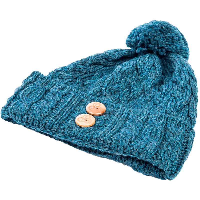 B10163 TEAL Colour Supersoft Aran Merino Wool Hat Studio Gaelsong