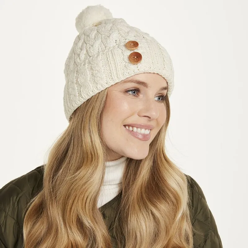 B10163 WHITE Colour Supersoft Aran Merino Wool Hat Lifestyle  Gaelsong