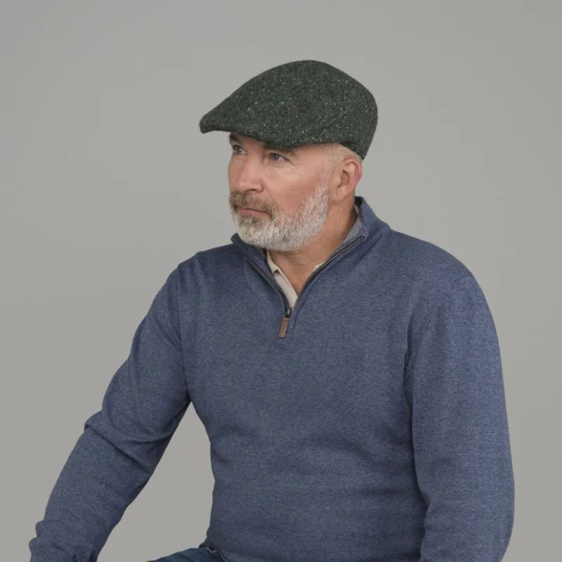 B10165 Donegal Tweed Touring Cap-Green Herringbone Side View Gaelsong