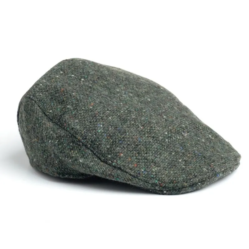 B10165 Donegal Tweed Touring Cap-Green Herringbone Studio View Gaelsong
