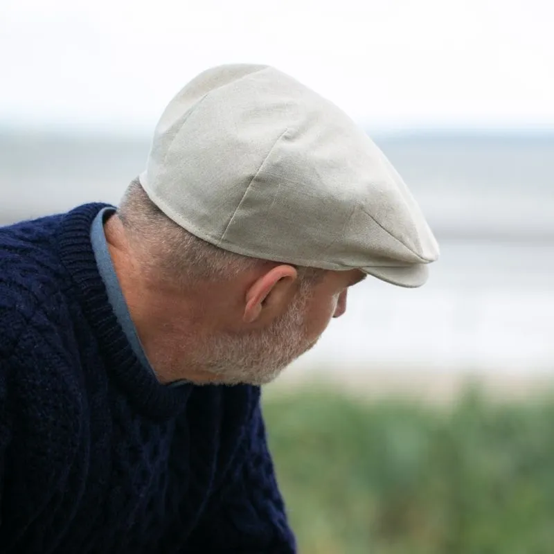 B10167 Light Sand Irish Linen Cap Lifestyle Back Side View Gaelsong