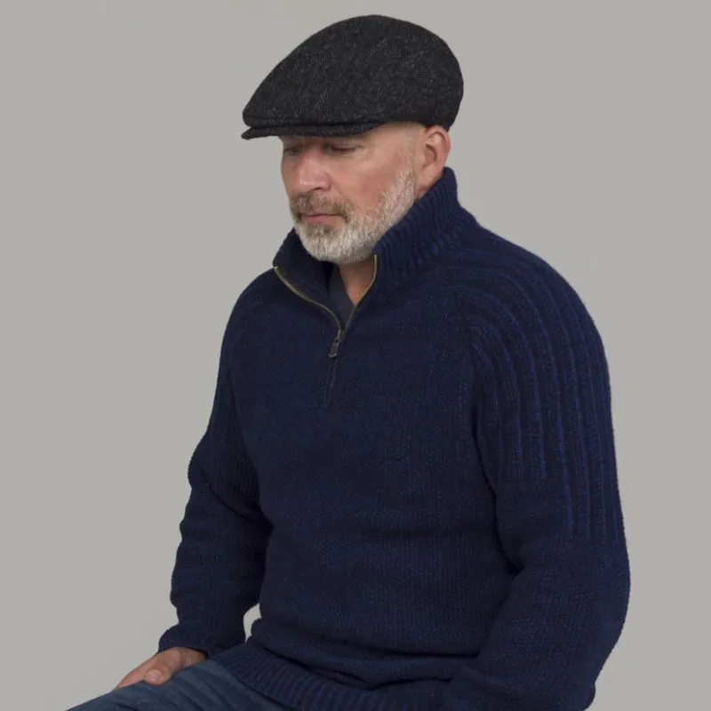 B10168 Charcoal Harris Scottish Tweed Touring Cap Lifestyle Side View  Gaelsong
