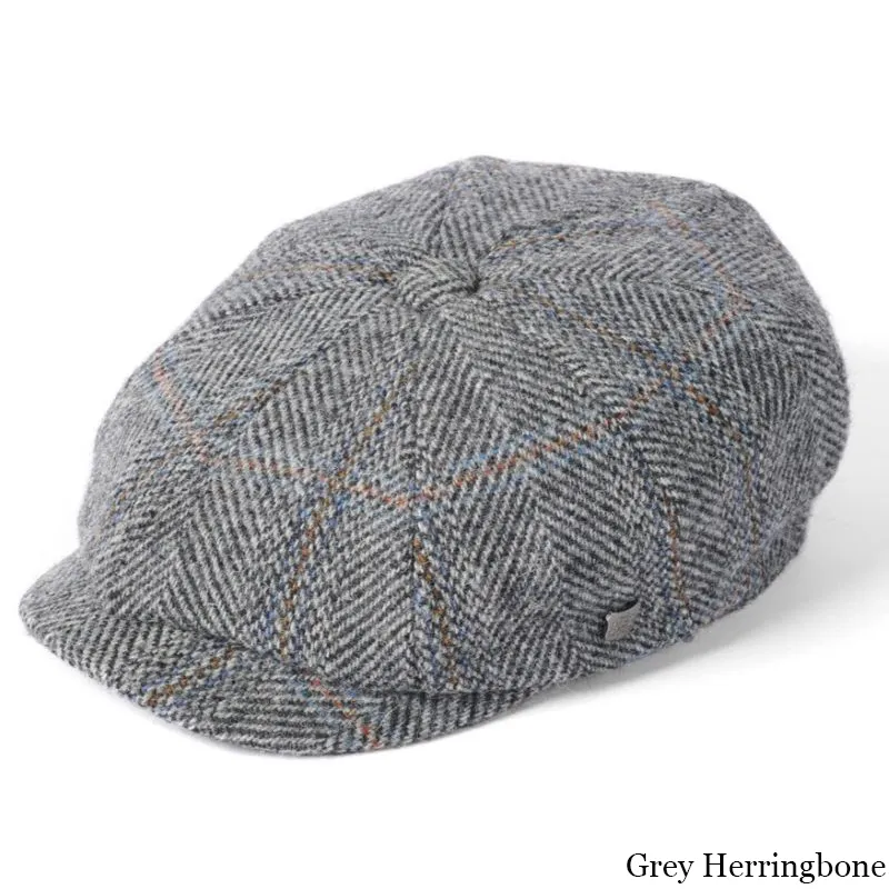 B10175 GREY  Colour Harris Tweed Baker Boy Cap Gaelsong