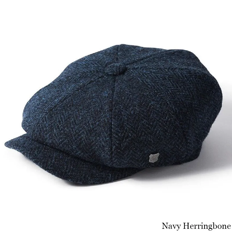 Handwoven Harris Tweed Bakerboy Cap Colour Navy