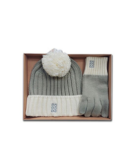 Celtic Knot Hat & Glove Gift Set in Taupe