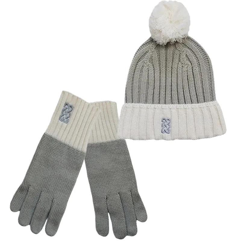 B10196 Celtic Knot Hat & Glove Gift Set in Taupe Studio Set Gaelsong