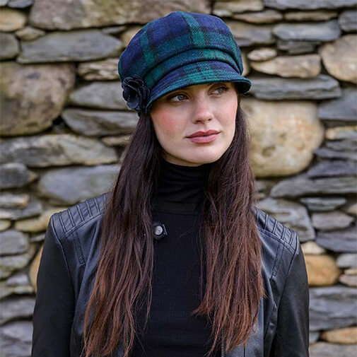 Blackwatch Plaid Irish Tweed Newsboy Hat