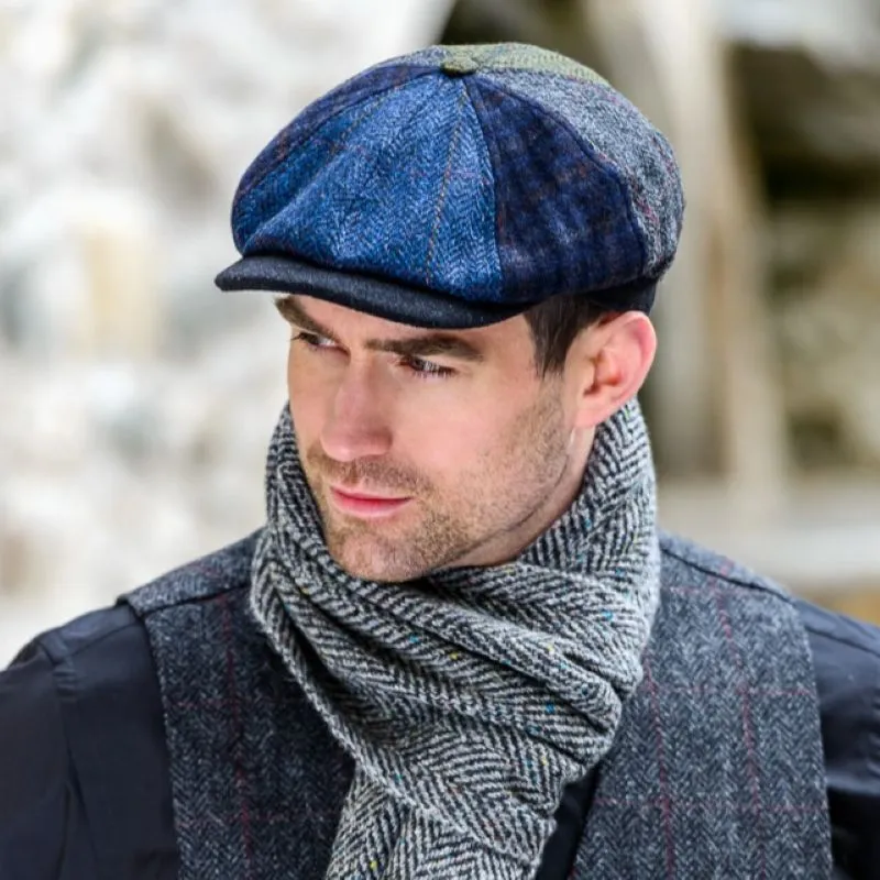 B10219 Blue Patch Tweed Irish Driving Cap Gaelsong