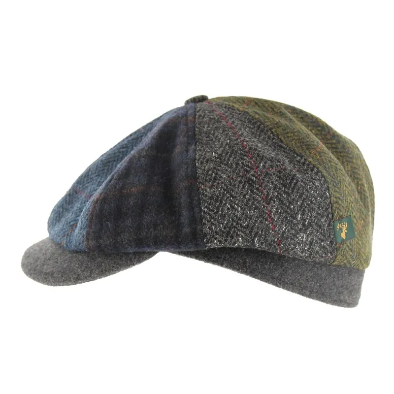 B10219 Blue Patch Tweed Irish Driving Cap Studio Gaelsong