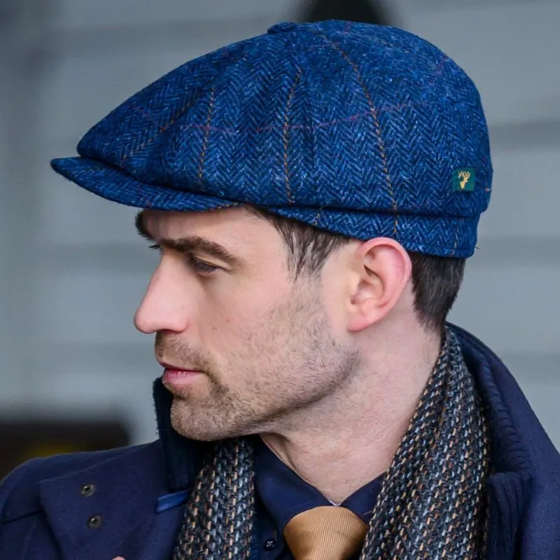 Blue Tweed Irish Driving Cap
